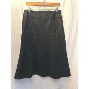 Richard Malcolm 100% Linen Midi A-Line Flared Skirt Womens Black Size 10